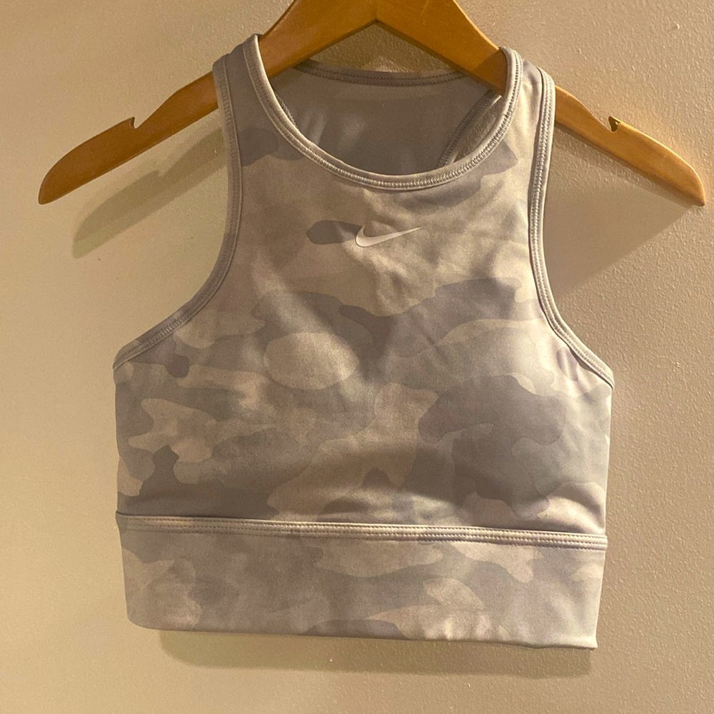 Nike high neck sports bra- grey camo